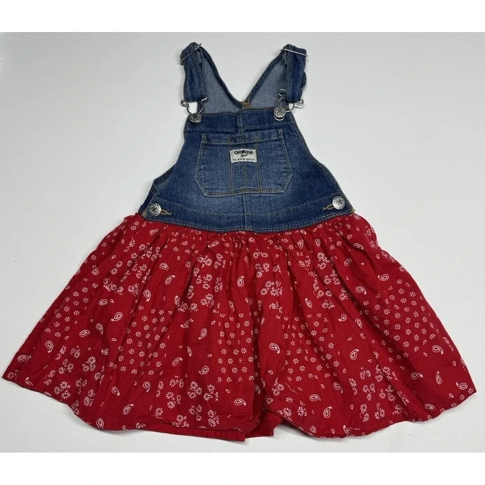 Denim Red Paisley Dress 4T Party Skirt OSHKOSH B'gosh Vestbak